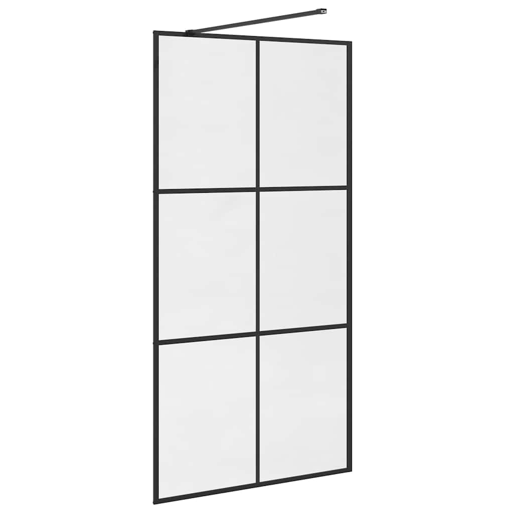 Inloopdouchewand 100x195 cm ESG-glas transparant en zwart