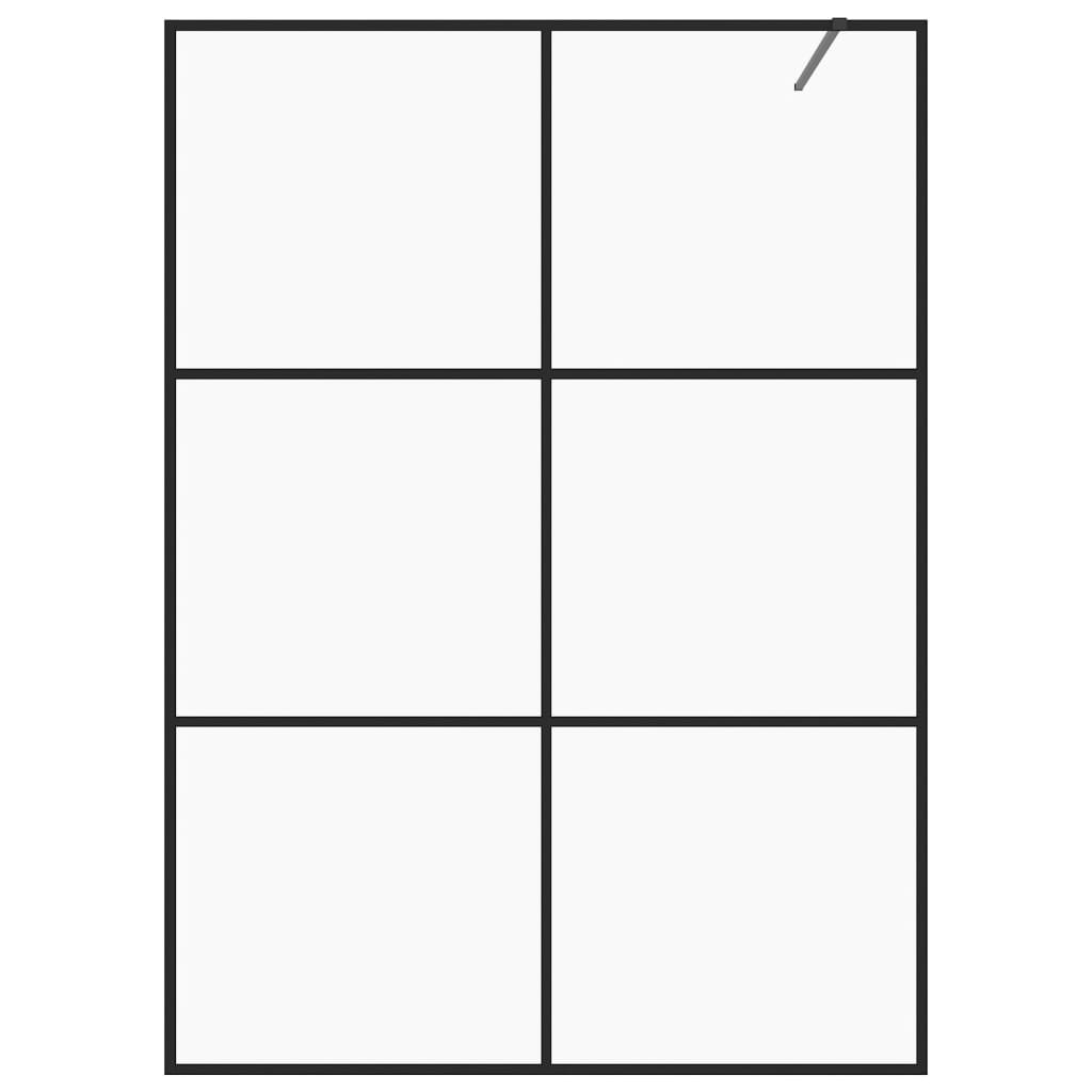 Inloopdouchewand 140x195 cm ESG-glas transparant en zwart