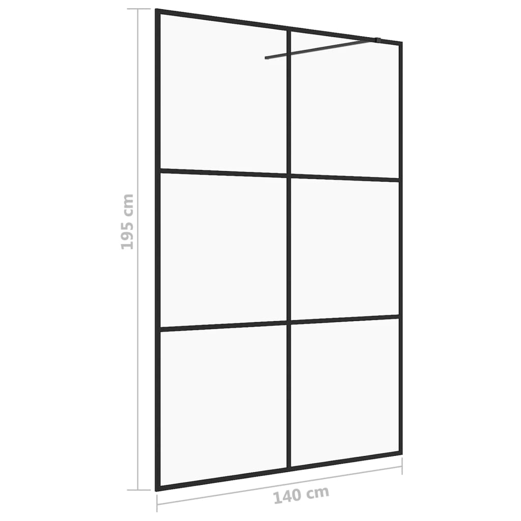Inloopdouchewand 140x195 cm ESG-glas transparant en zwart