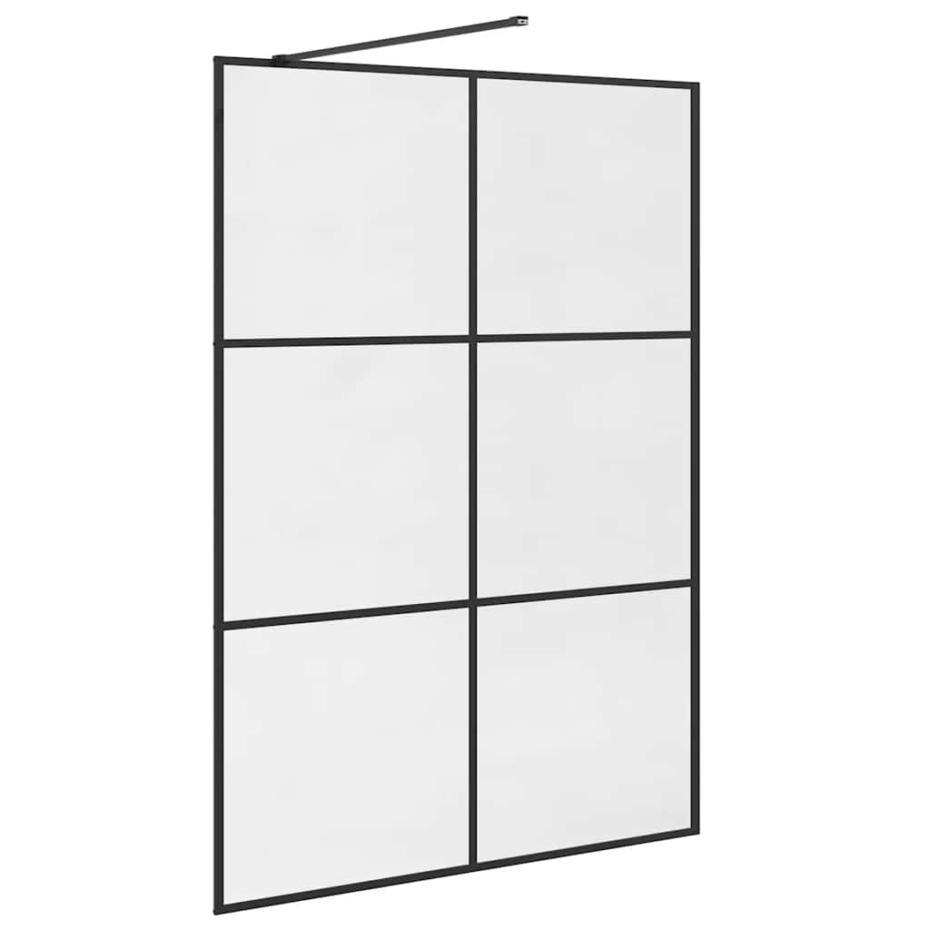 Inloopdouchewand 140x195 cm ESG-glas transparant en zwart