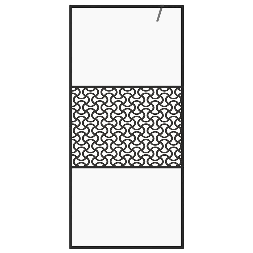 Inloopdouchewand 80x195 cm ESG-glas transparant en zwart