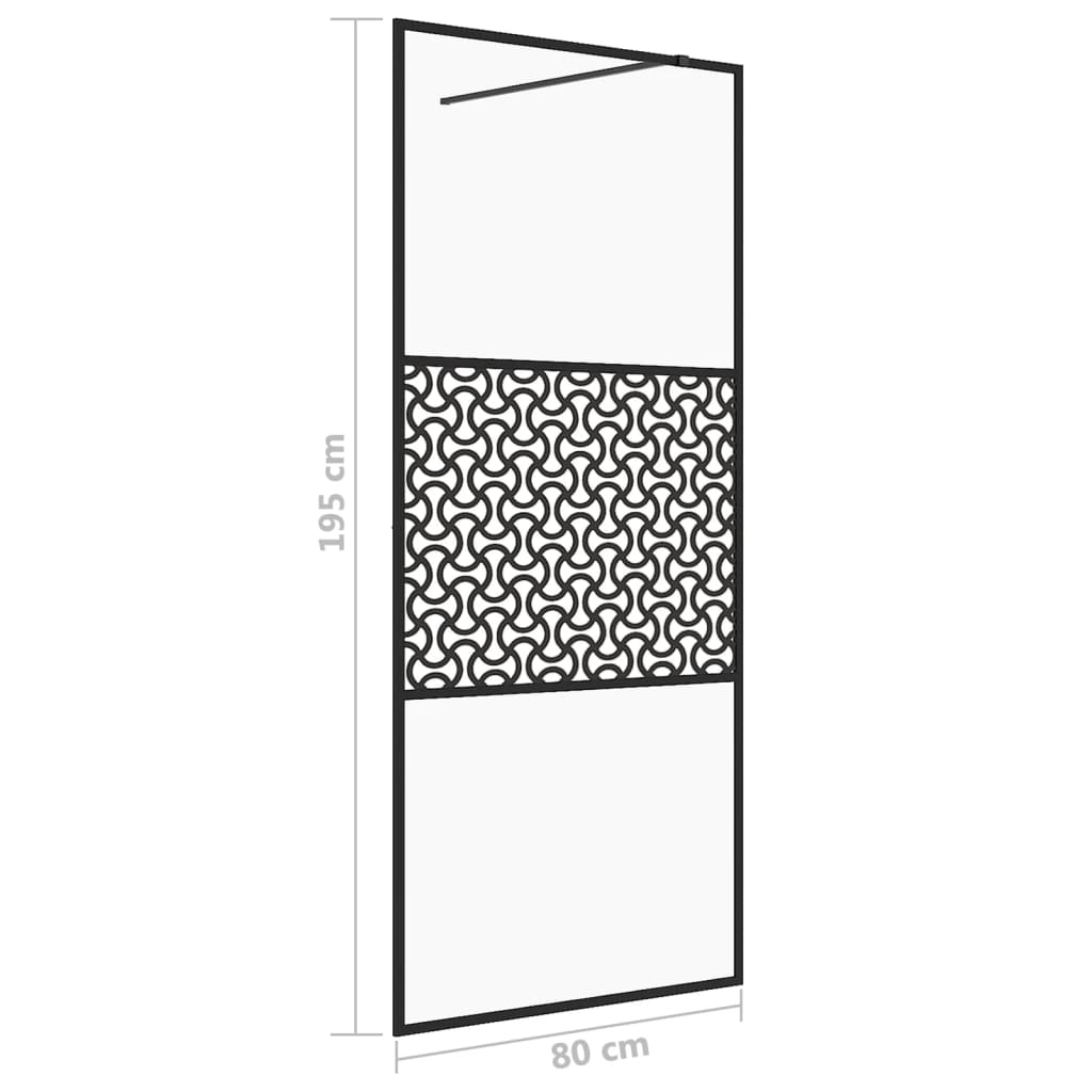 Inloopdouchewand 80x195 cm ESG-glas transparant en zwart