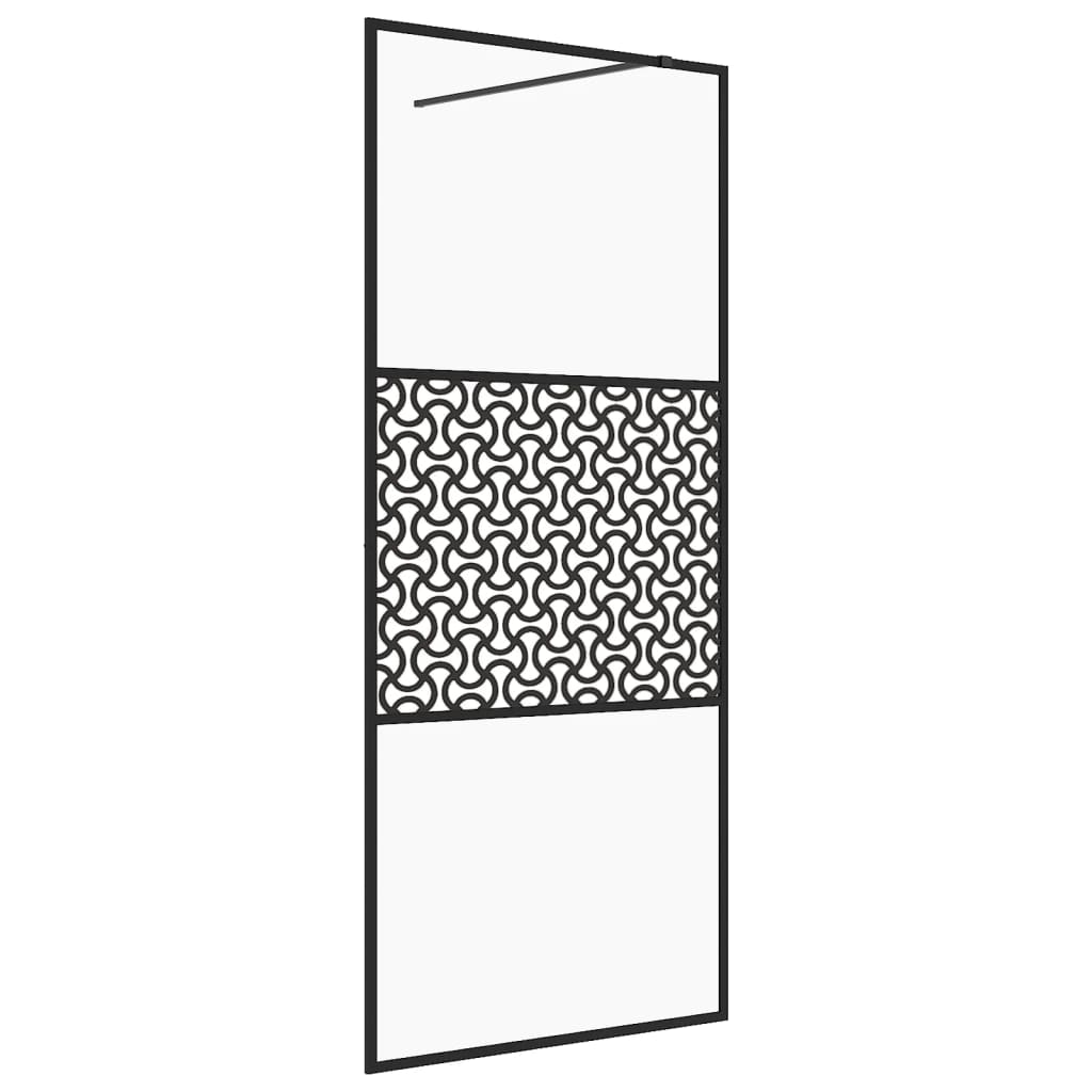 Inloopdouchewand 90x195 cm ESG-glas transparant en zwart