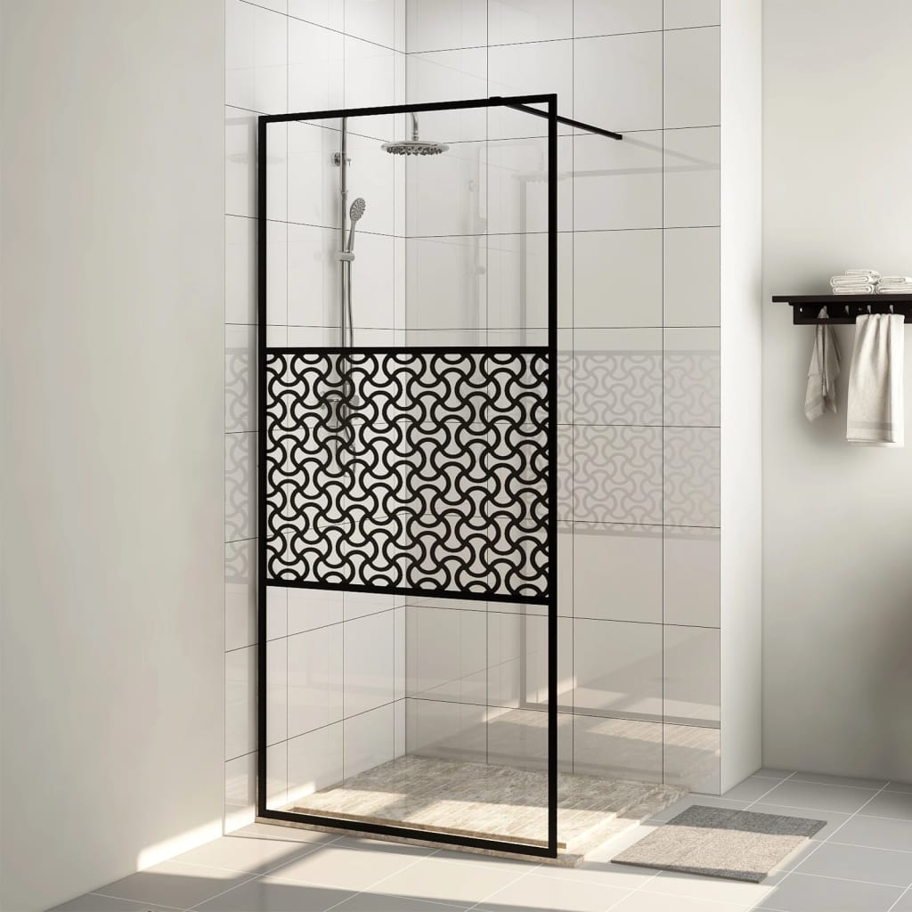 Inloopdouchewand 90x195 cm ESG-glas transparant en zwart