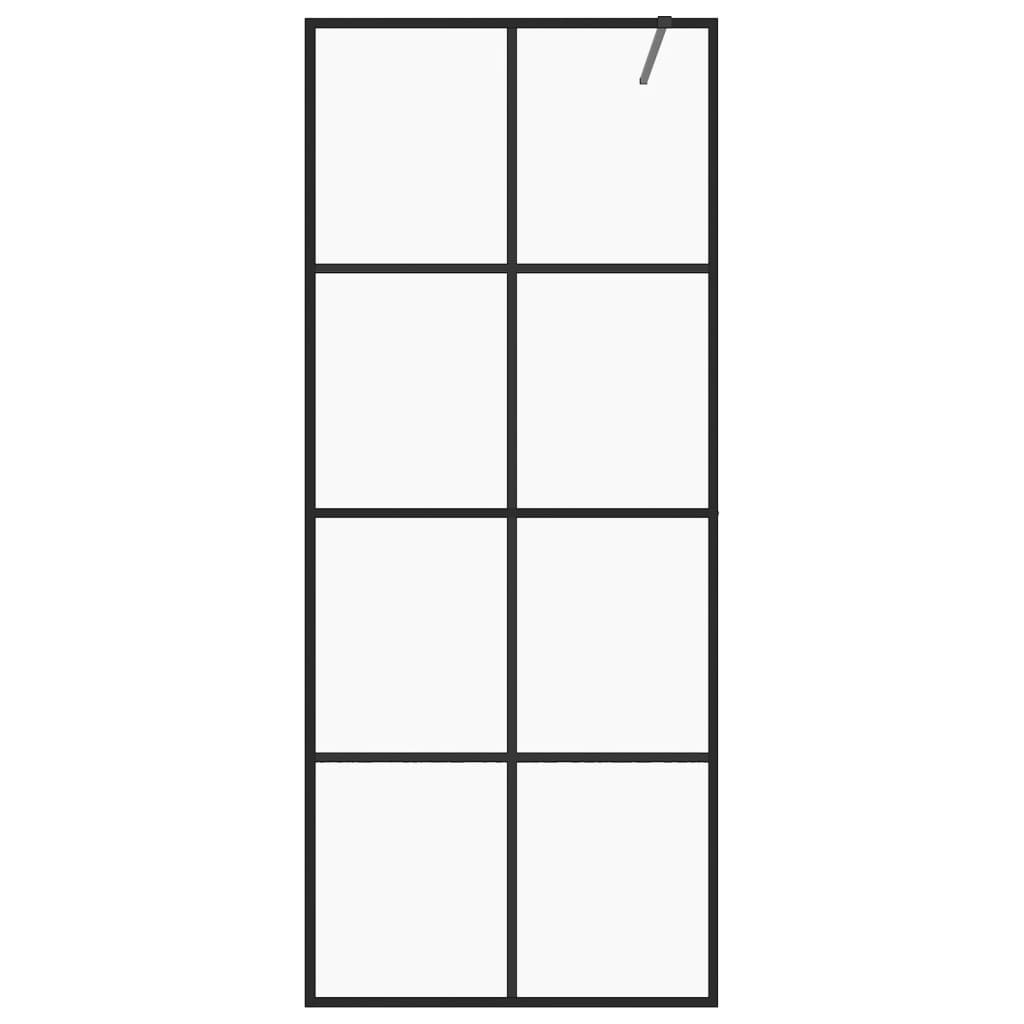 Inloopdouchewand 80x195 cm ESG-glas transparant en zwart