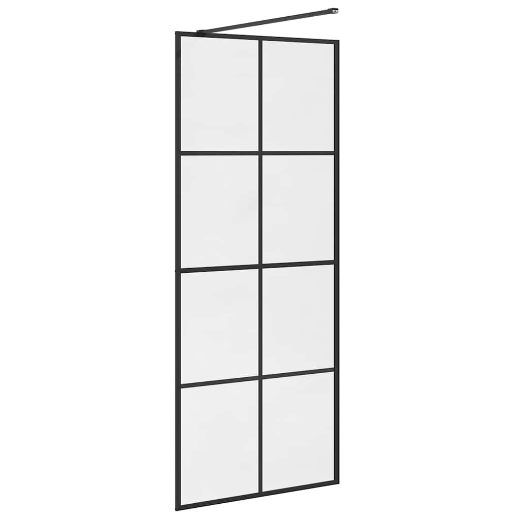 Inloopdouchewand 80x195 cm ESG-glas transparant en zwart
