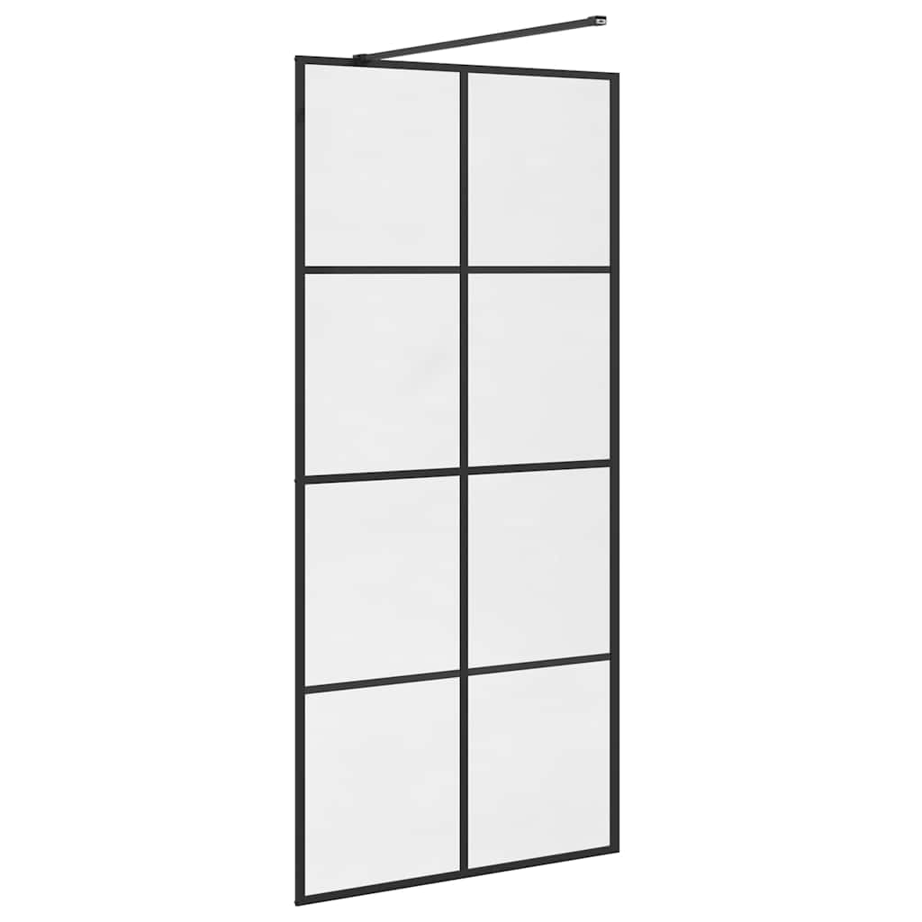 Inloopdouchewand 90x195 cm ESG-glas transparant en zwart