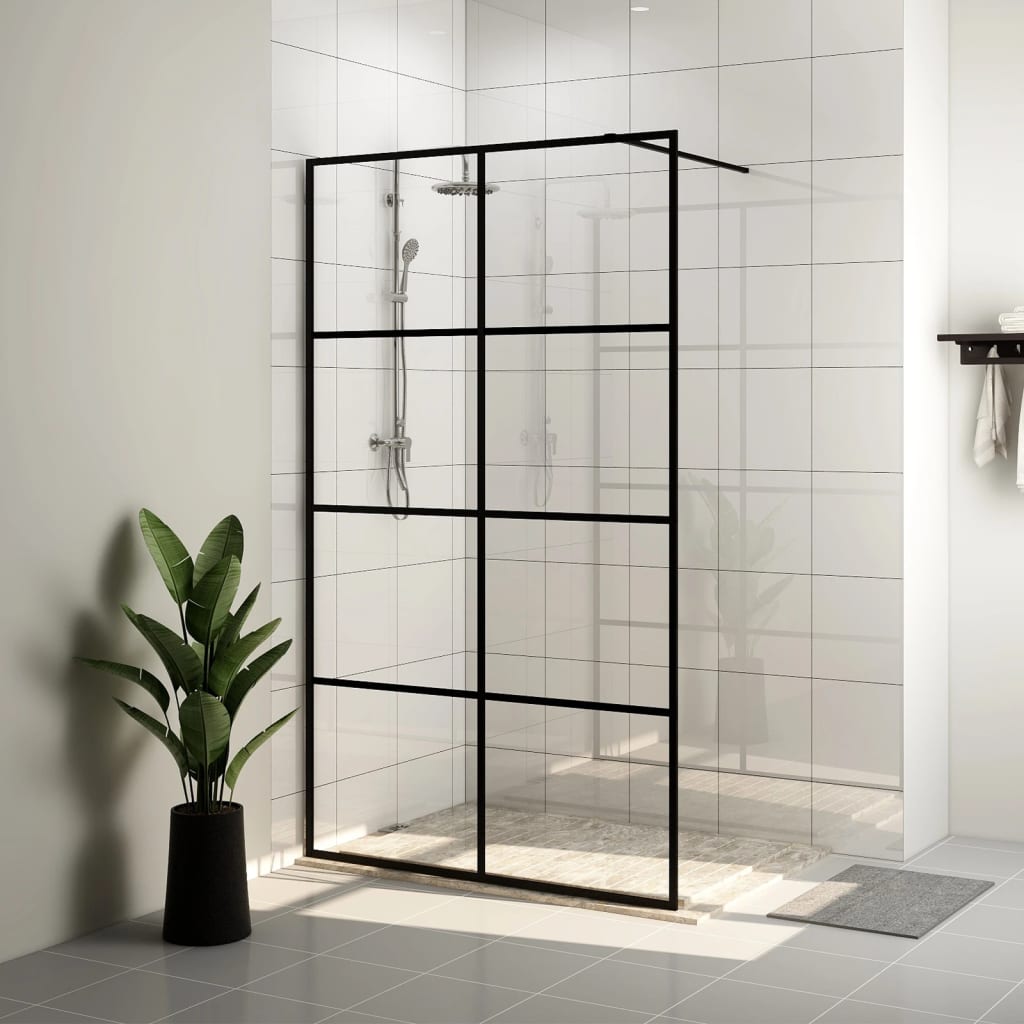 Inloopdouchewand 90x195 cm ESG-glas transparant en zwart