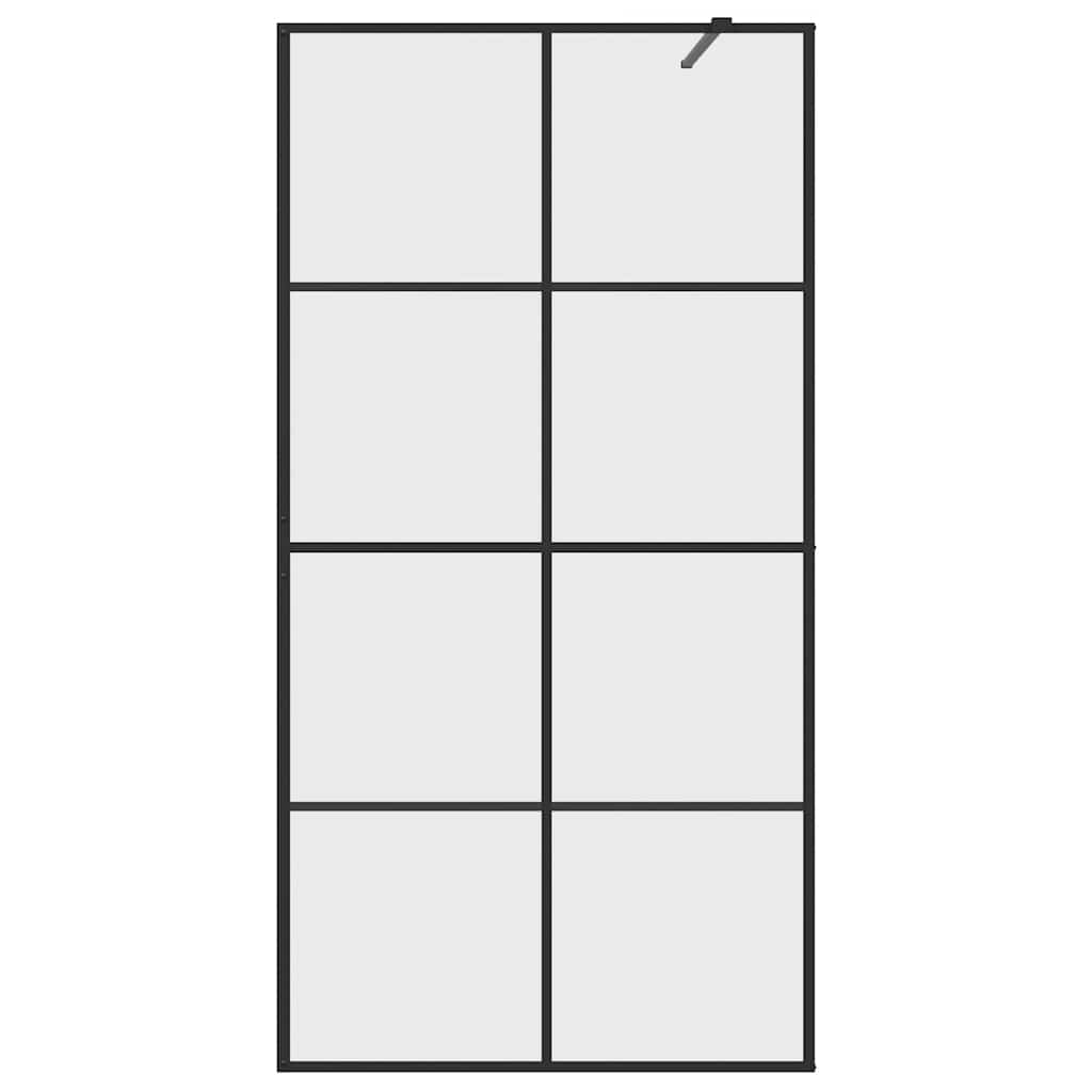 Inloopdouchewand 100x195 cm ESG-glas transparant en zwart