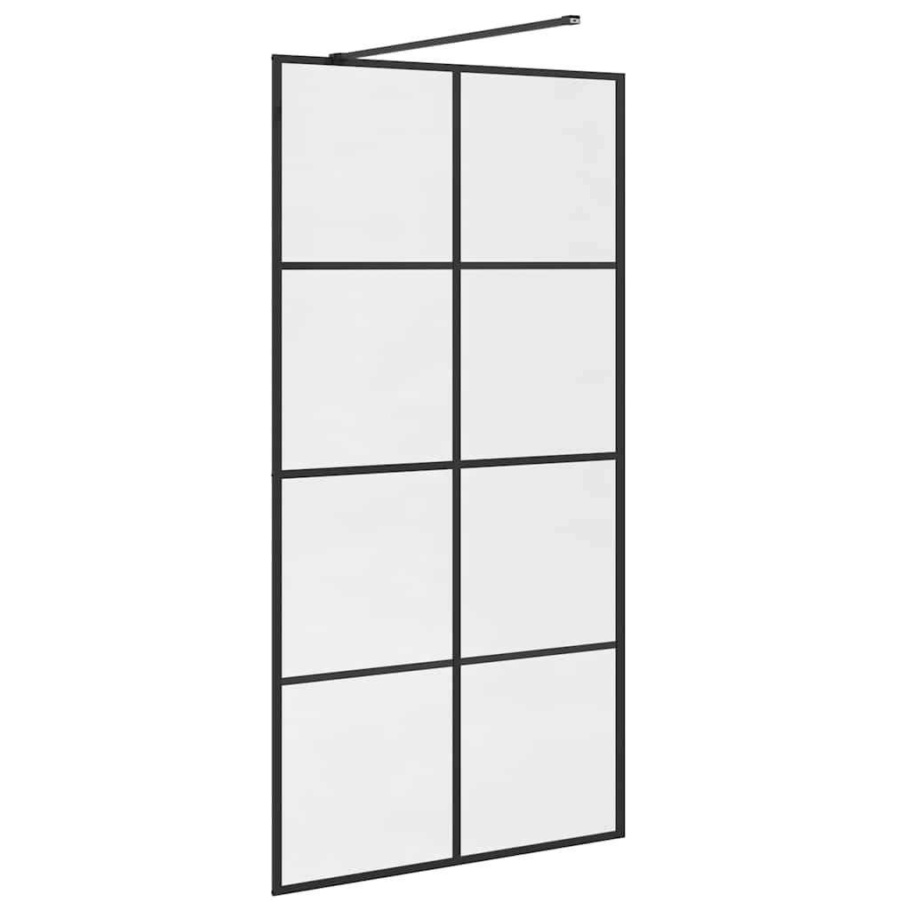 Inloopdouchewand 100x195 cm ESG-glas transparant en zwart