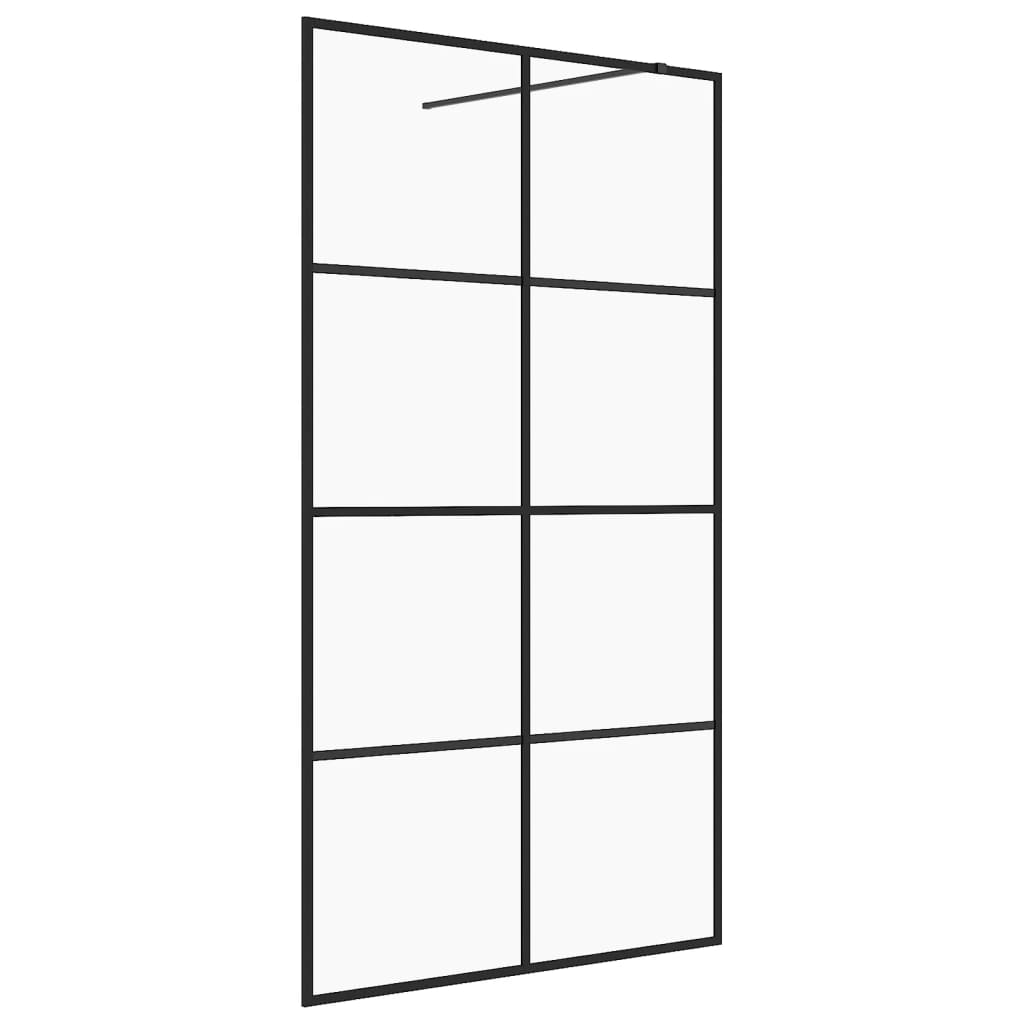 Inloopdouchewand 140x195 cm ESG-glas transparant en zwart