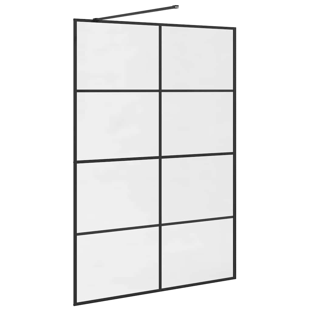 Inloopdouchewand 140x195 cm ESG-glas transparant en zwart