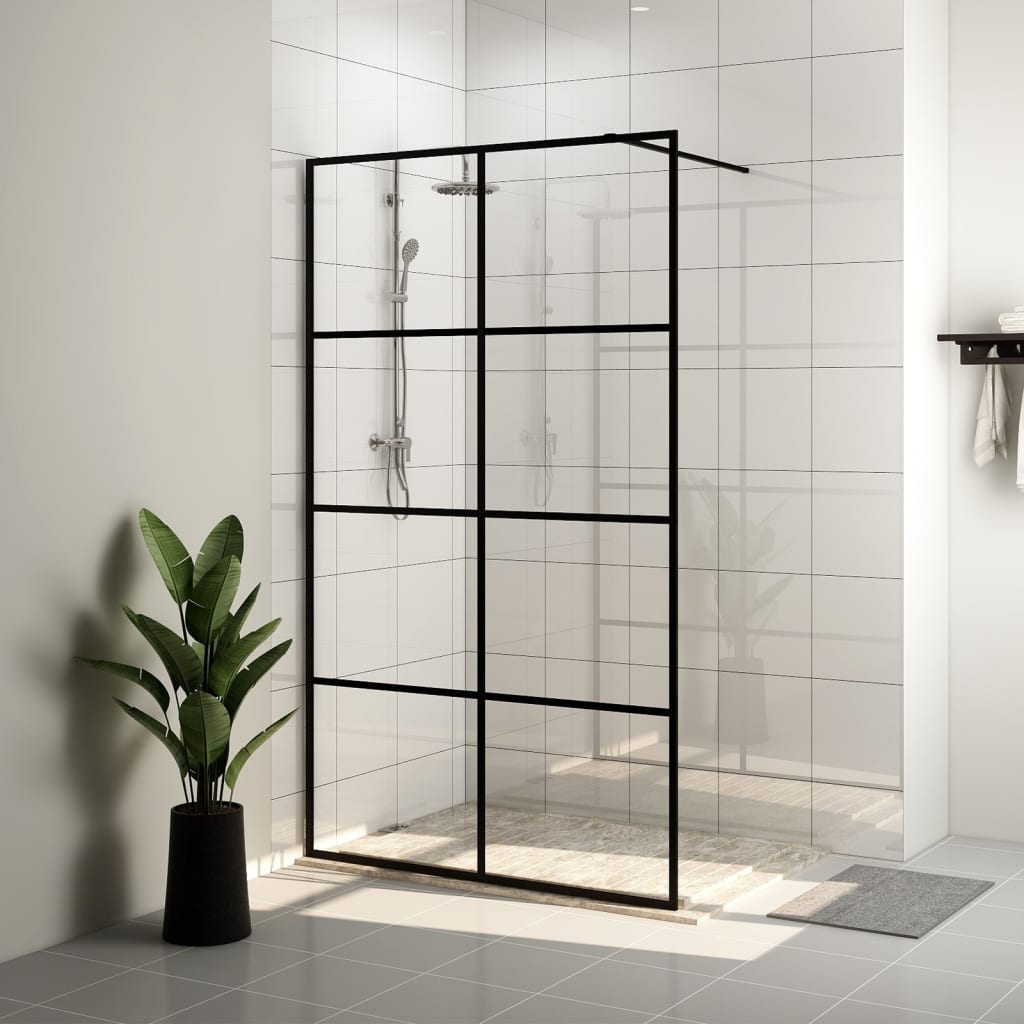 Inloopdouchewand 140x195 cm ESG-glas transparant en zwart