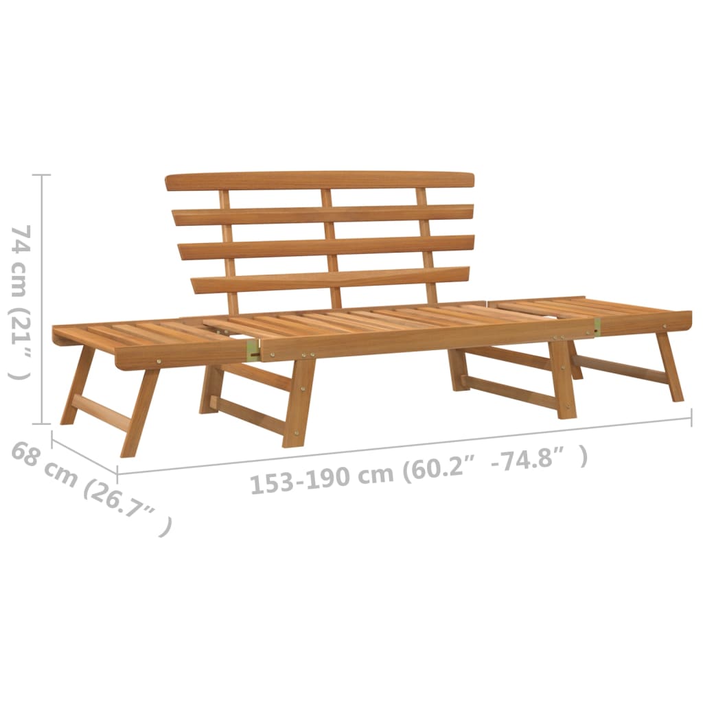 Tuinbank 2-In-1 190 Cm Massief Acaciahout Bruin