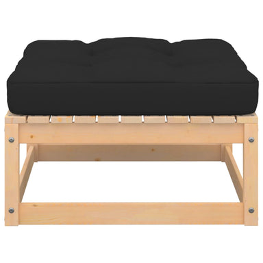 Tuinvoetenbank Met Kussen Massief Grenenhout 1 Naturel en zwart Voetensteun