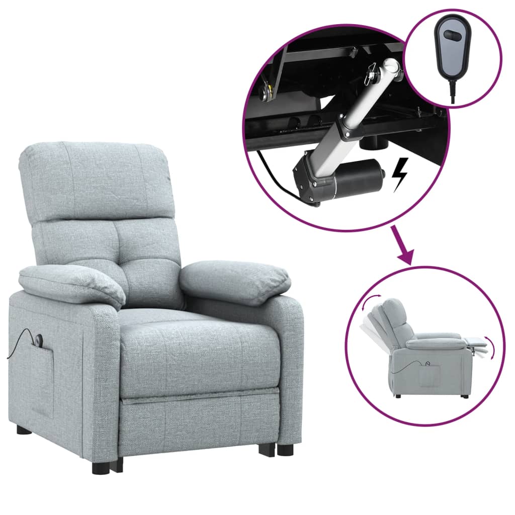 Fauteuil elektrisch verstelbaar stof lichtgrijs