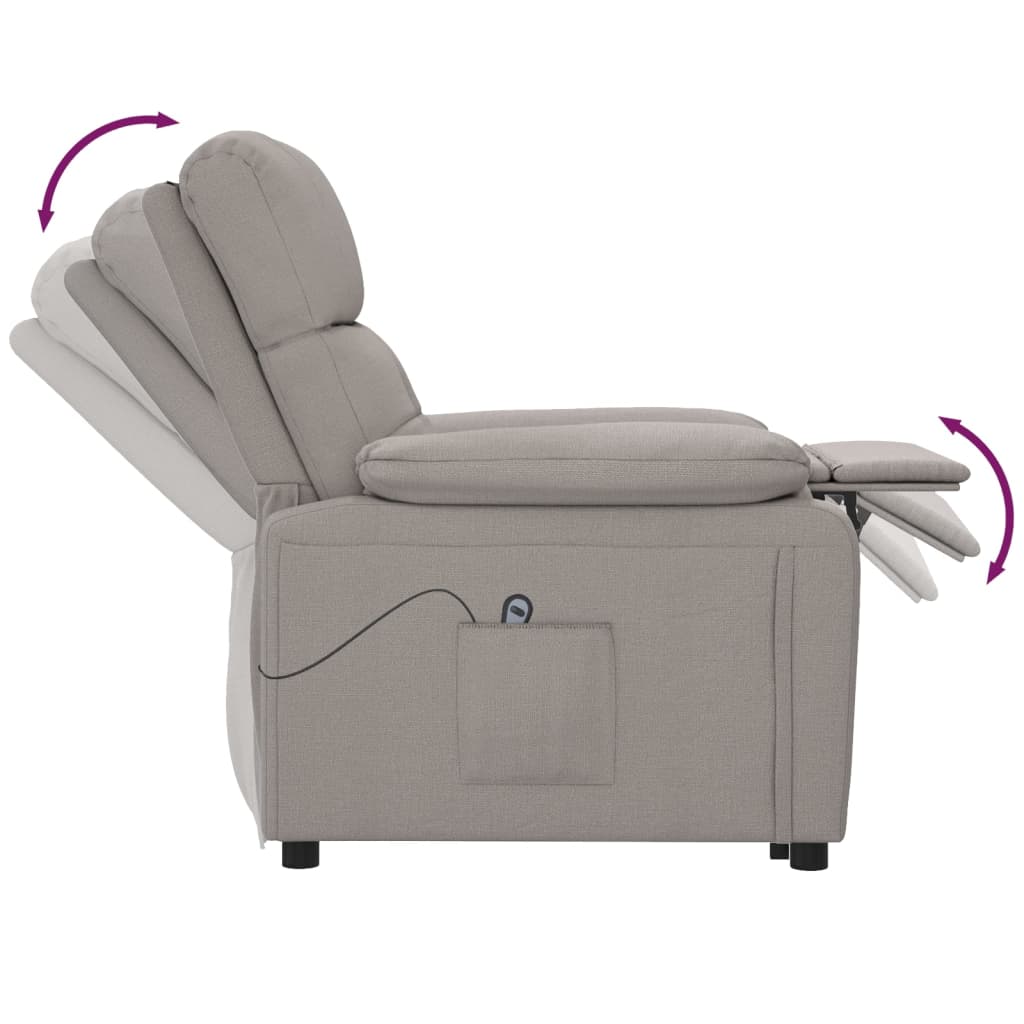 Fauteuil verstelbaar elektrisch stof taupe