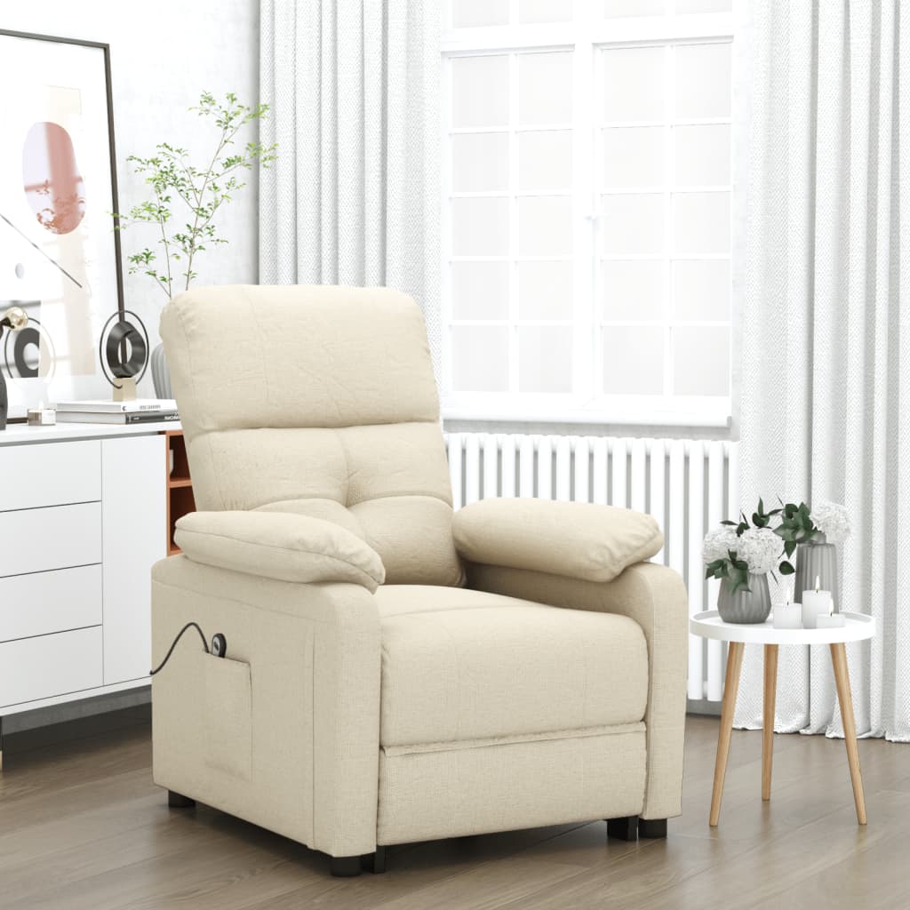 Fauteuil verstelbaar elektrisch stof crèmekleurig