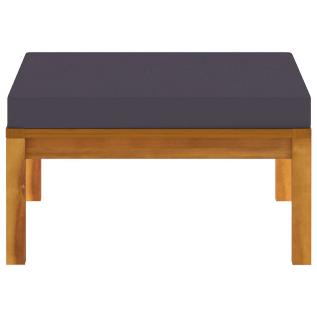 3-Delige Loungeset Met Donkergrijze Kussens Acaciahout 1 Donkergrijs midden + voetensteun + Tafel