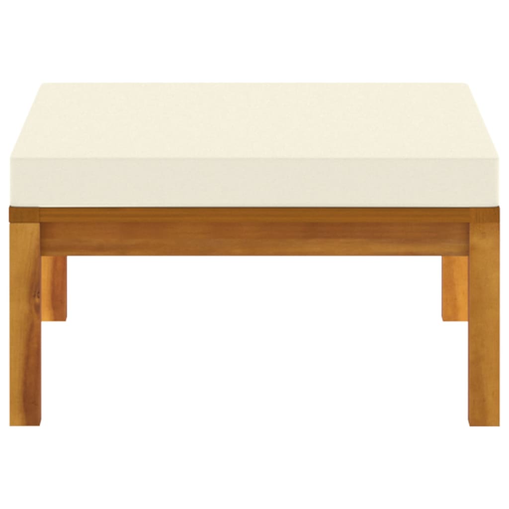 3-Delige Loungeset Met Crèmewitte Kussens Acaciahout 1 midden + voetensteun + Tafel