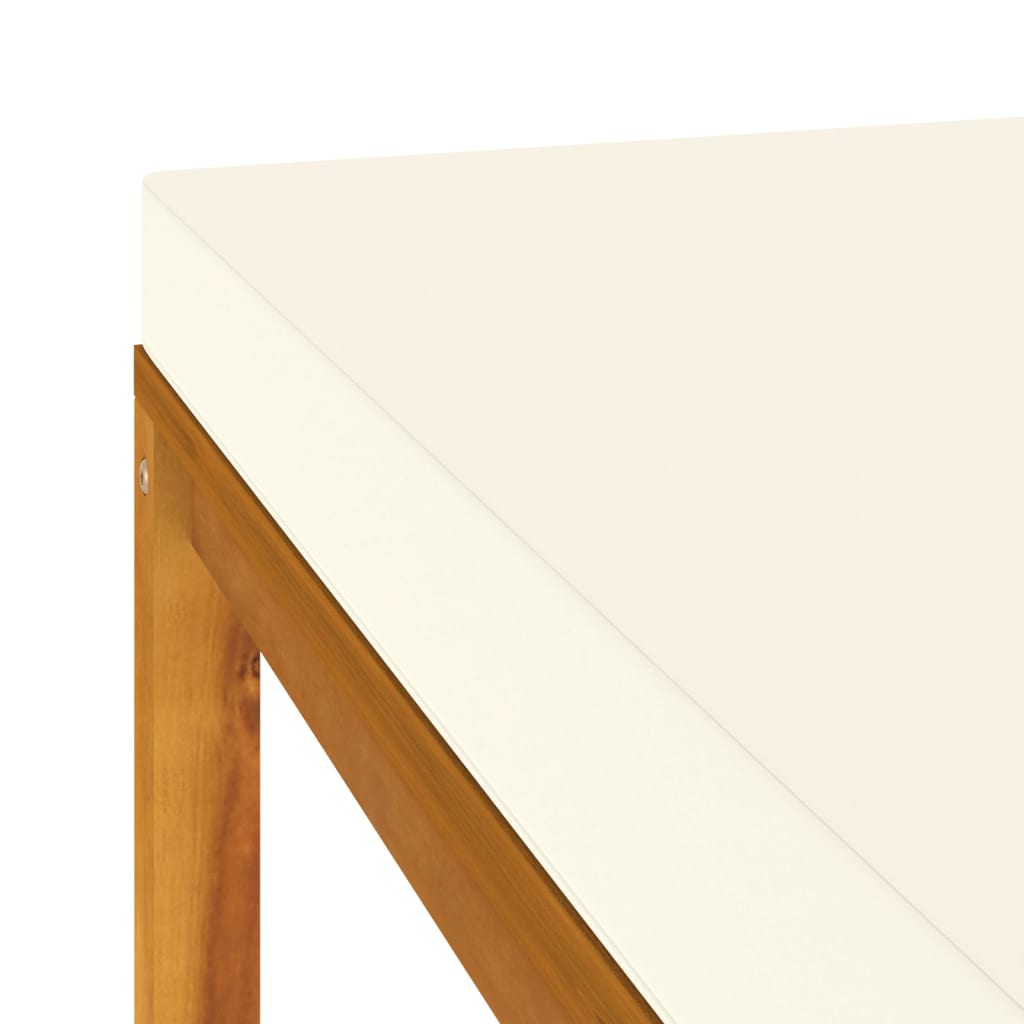 3-Delige Loungeset Met Crèmewitte Kussens Acaciahout 1 midden + voetensteun + Tafel