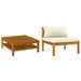 2-Delig Bankstel Met Crèmewitte Kussens Massief Acaciahout 1 Middenbank + tafel
