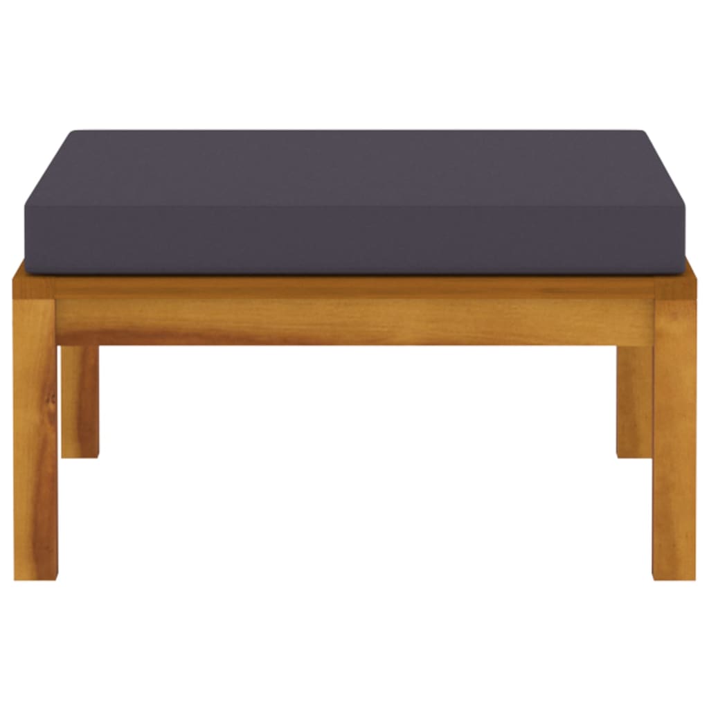 Voetensteun Met Donkergrijs Kussen Massief Acaciahout 1