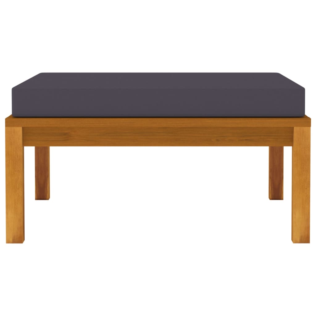 Voetensteun Met Donkergrijs Kussen Massief Acaciahout 1