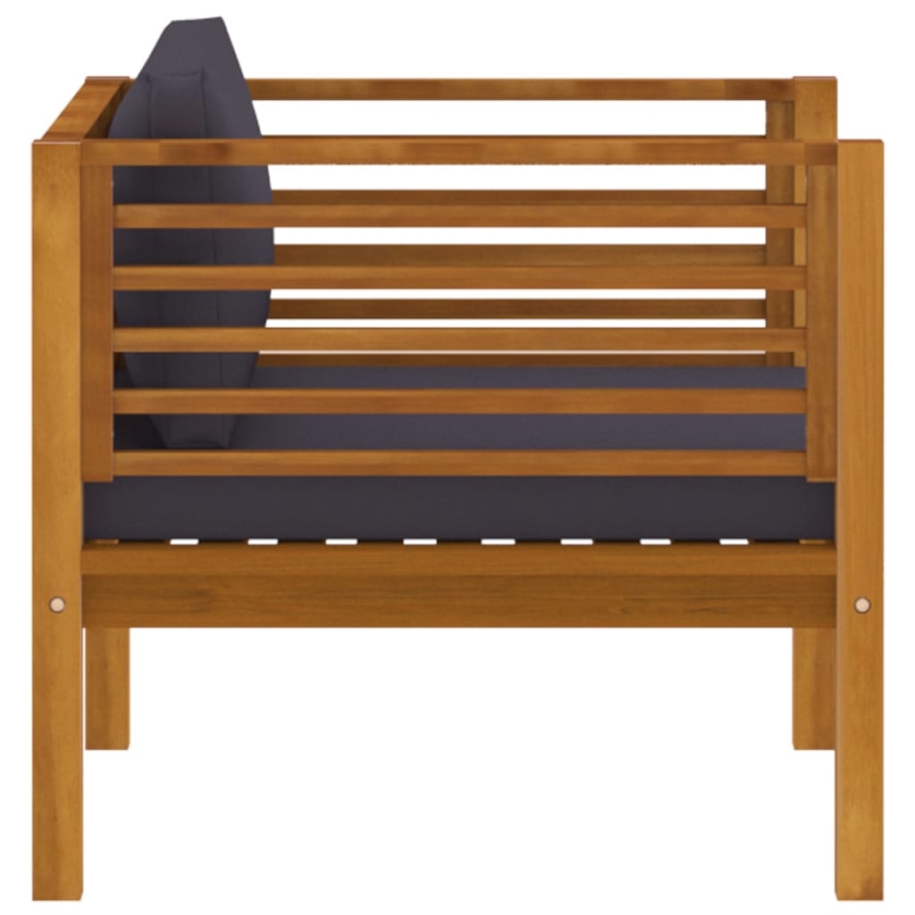 Tuinstoel Met Donkergrijze Kussens Massief Acaciahout 1 Donkergrijs Fauteuil