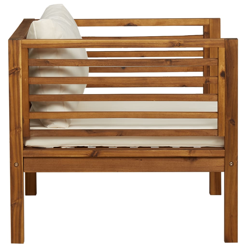 Tuinstoel met crèmewitte kussens massief acaciahout