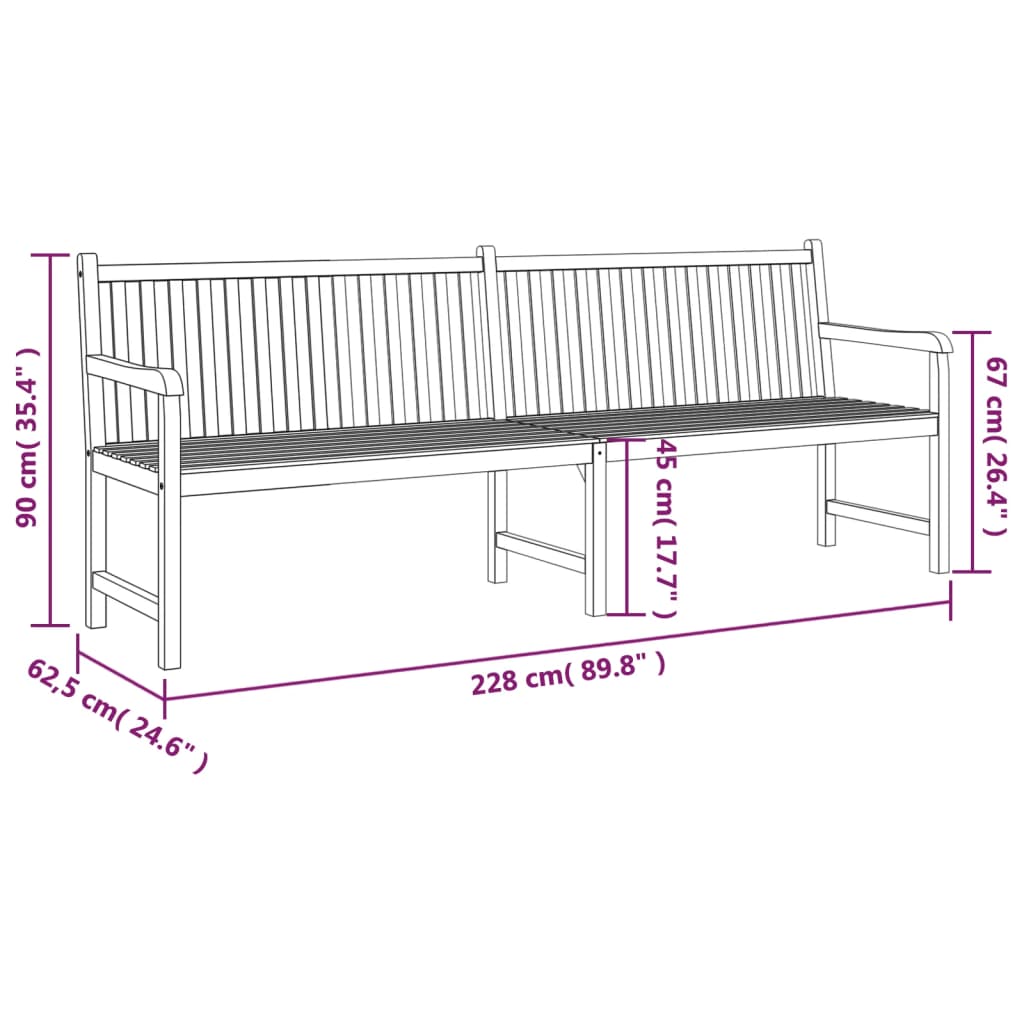 Tuinbank 228 cm massief teakhout