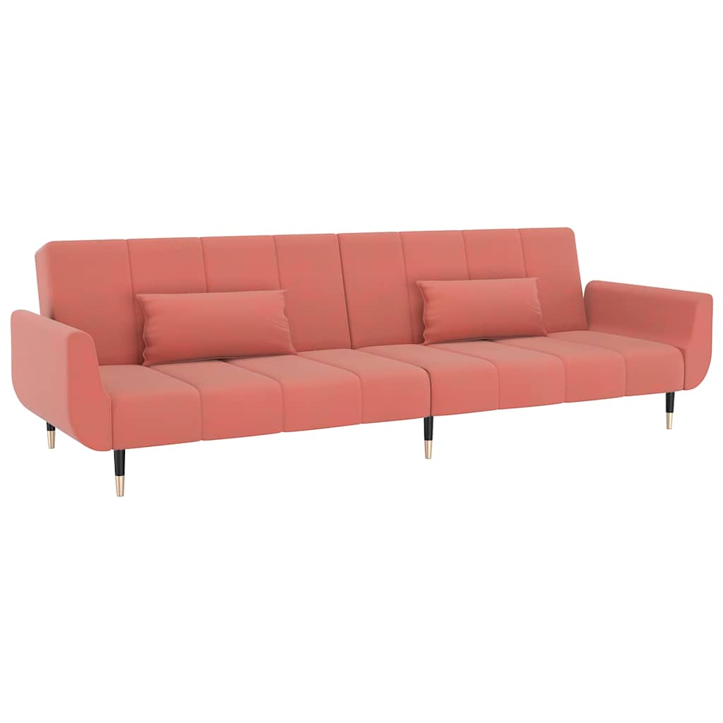 Slaapbank 2-zits met 2 kussens fluweel roze