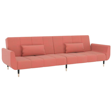 Slaapbank 2-zits met 2 kussens fluweel roze