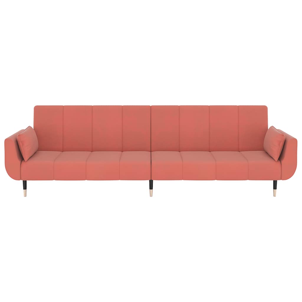 Slaapbank 2-zits met 2 kussens fluweel roze