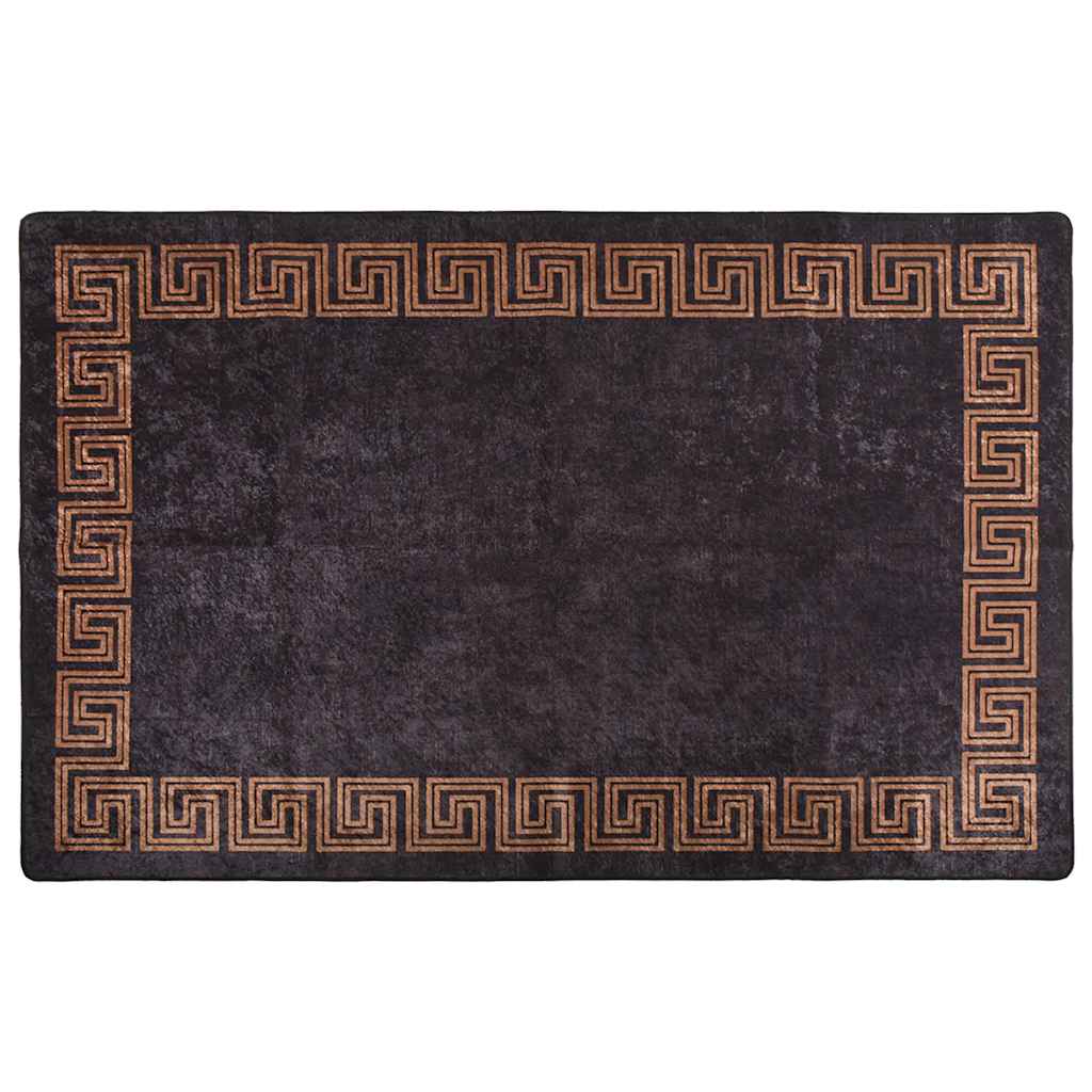 Vloerkleed wasbaar 80x150 cm zwart en goudkleurig