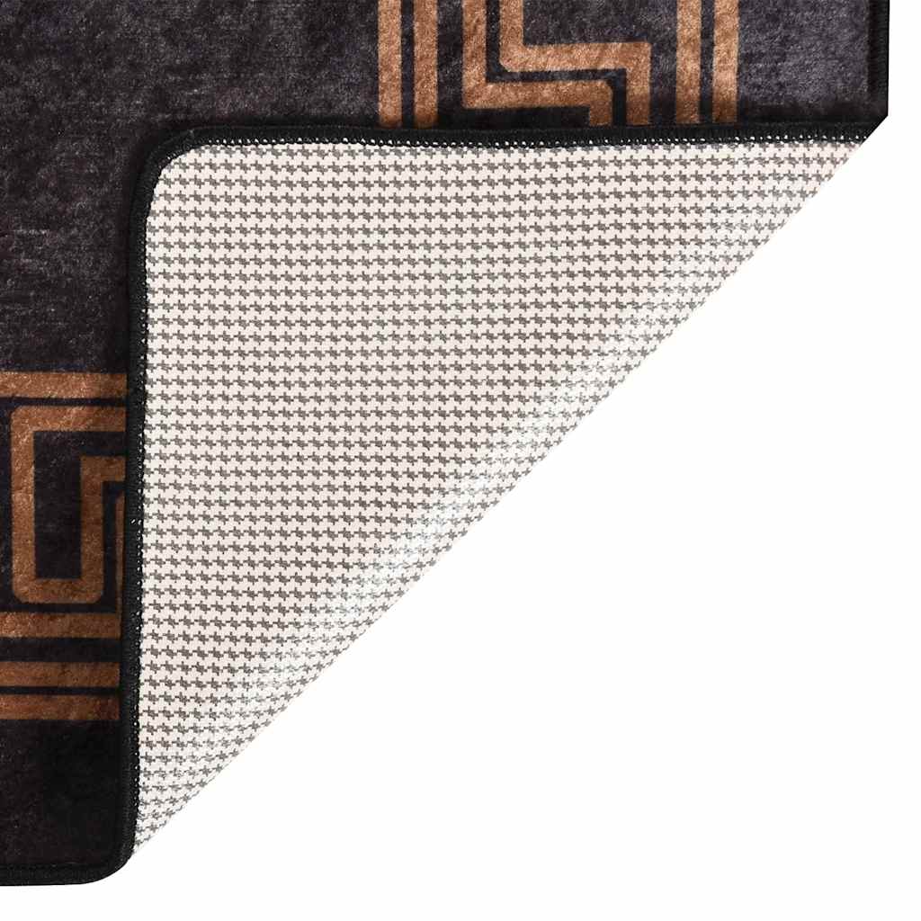 Vloerkleed wasbaar 80x150 cm zwart en goudkleurig