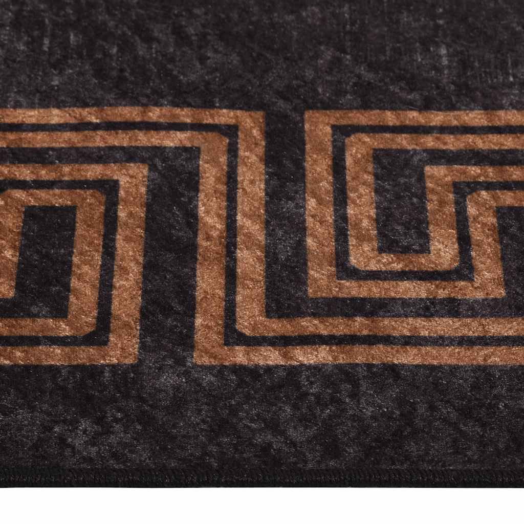 Vloerkleed wasbaar 80x300 cm zwart en goudkleurig