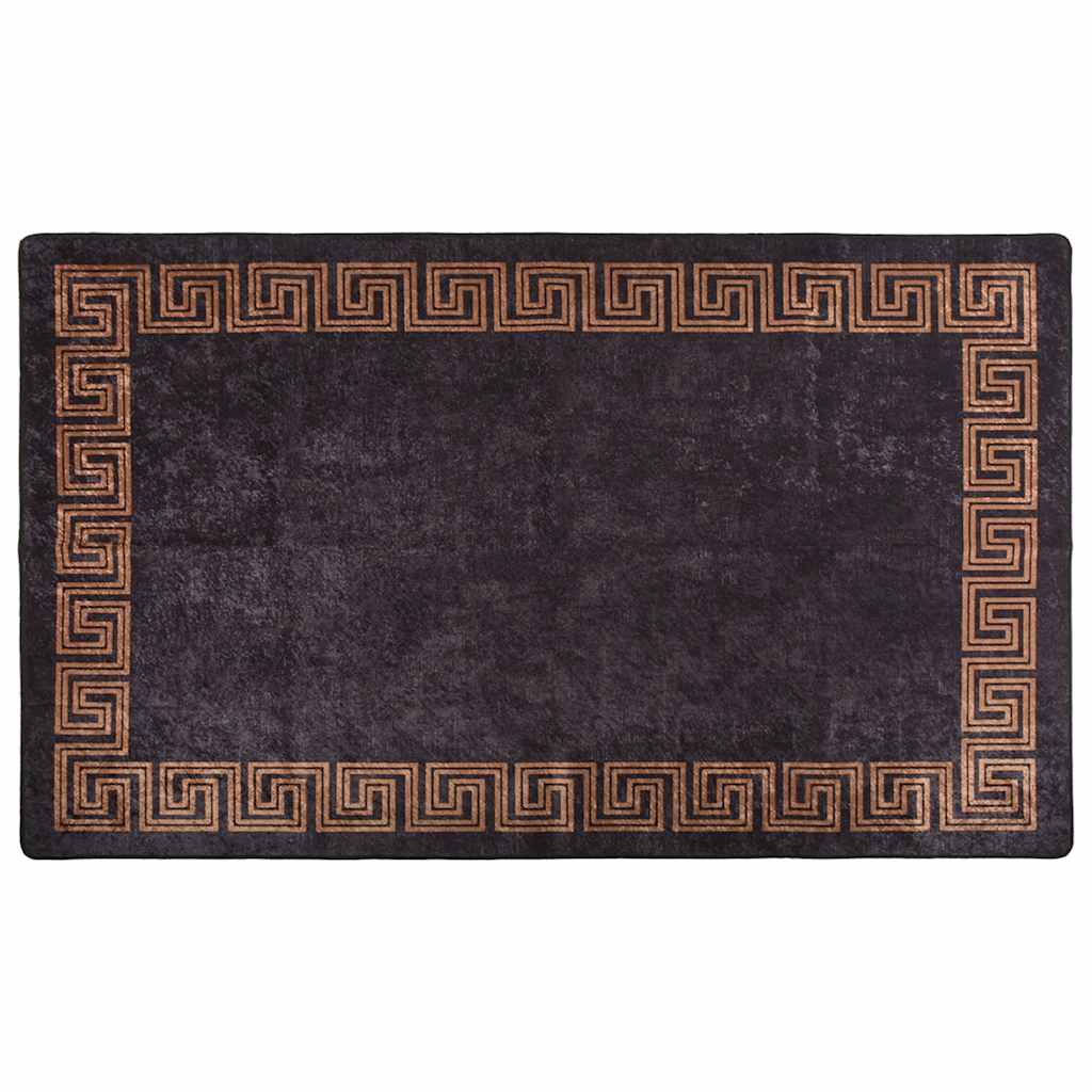 Vloerkleed wasbaar 120x180 cm zwart en goudkleurig