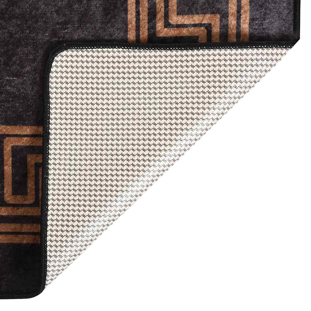 Vloerkleed wasbaar 120x180 cm zwart en goudkleurig