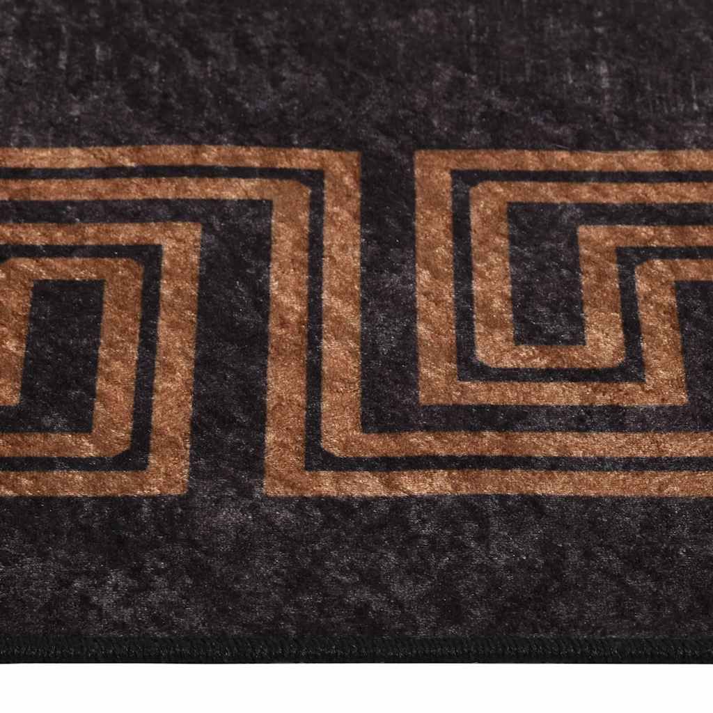 Vloerkleed wasbaar 120x180 cm zwart en goudkleurig