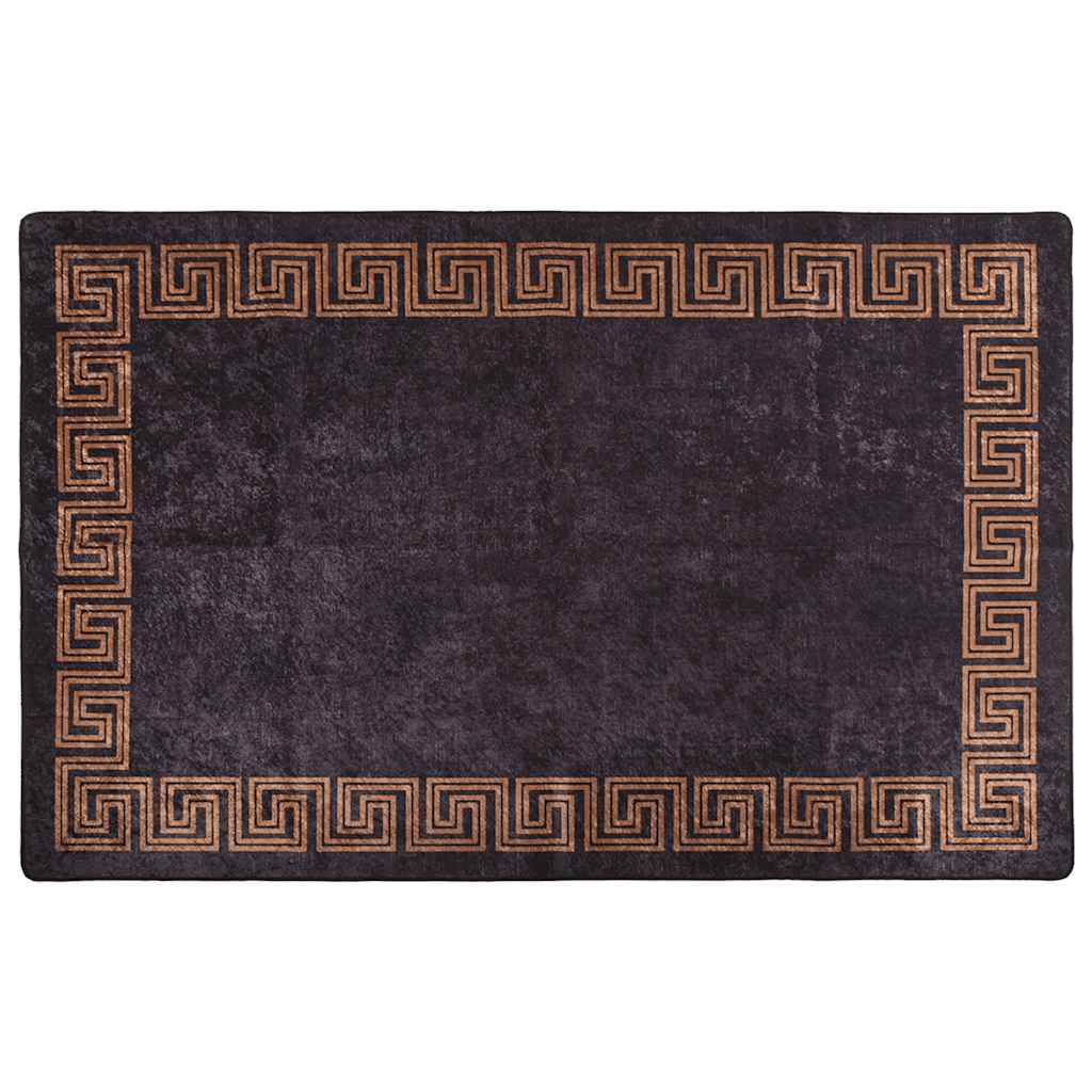 Vloerkleed wasbaar 160x230 cm zwart en goudkleurig