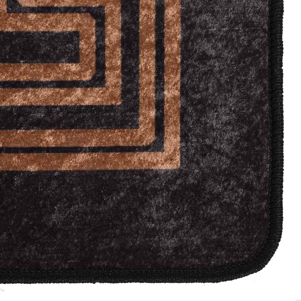 Vloerkleed wasbaar 160x230 cm zwart en goudkleurig