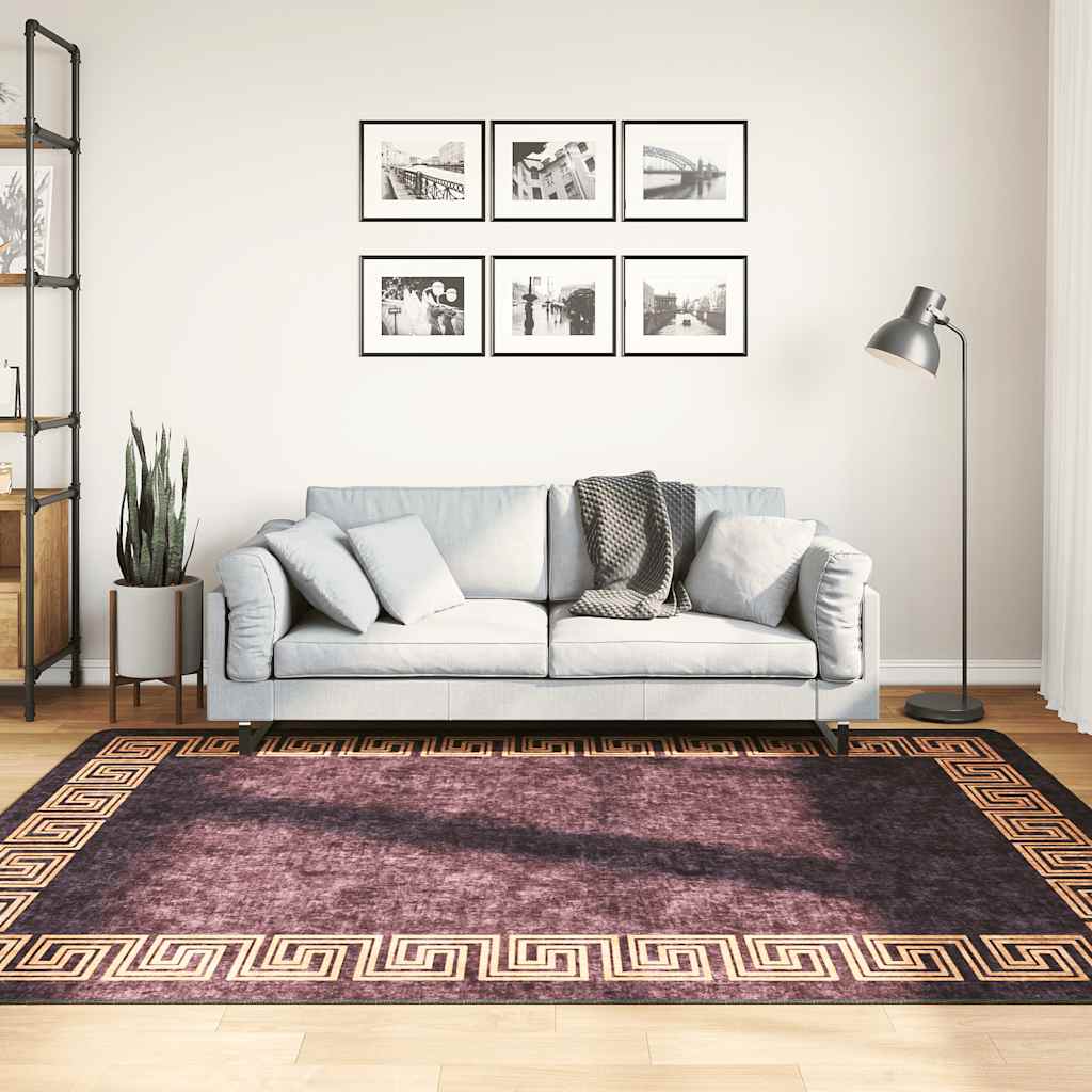 Vloerkleed wasbaar 160x230 cm zwart en goudkleurig
