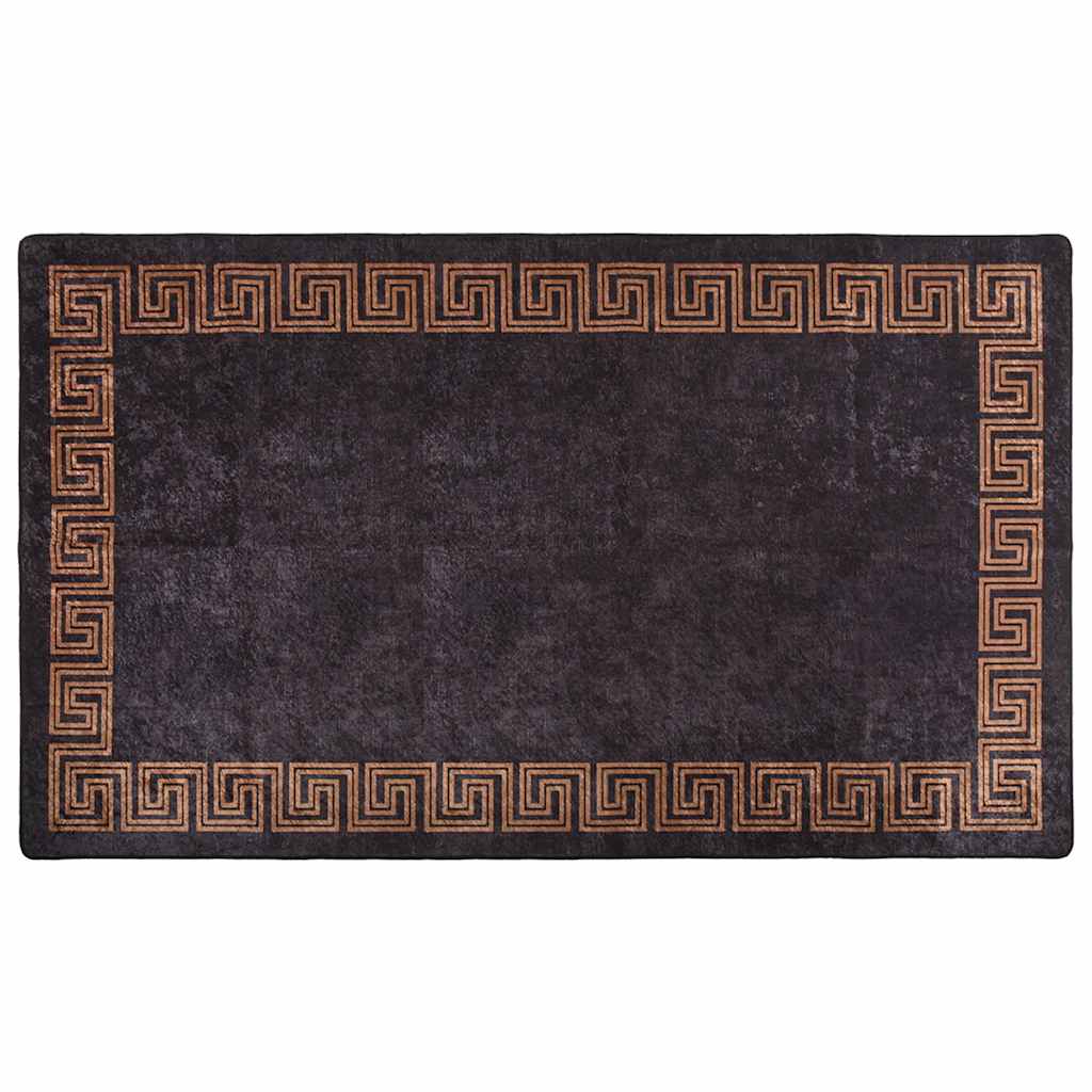 Vloerkleed wasbaar 190x300 cm zwart en goudkleurig