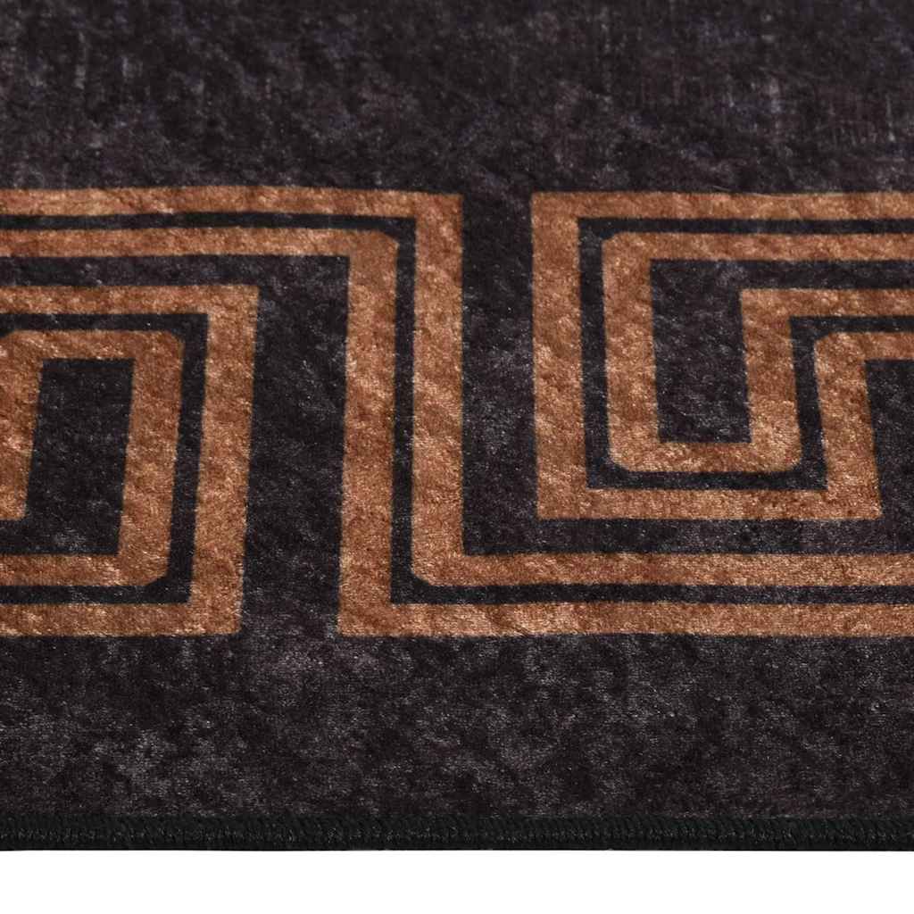 Vloerkleed wasbaar 190x300 cm zwart en goudkleurig