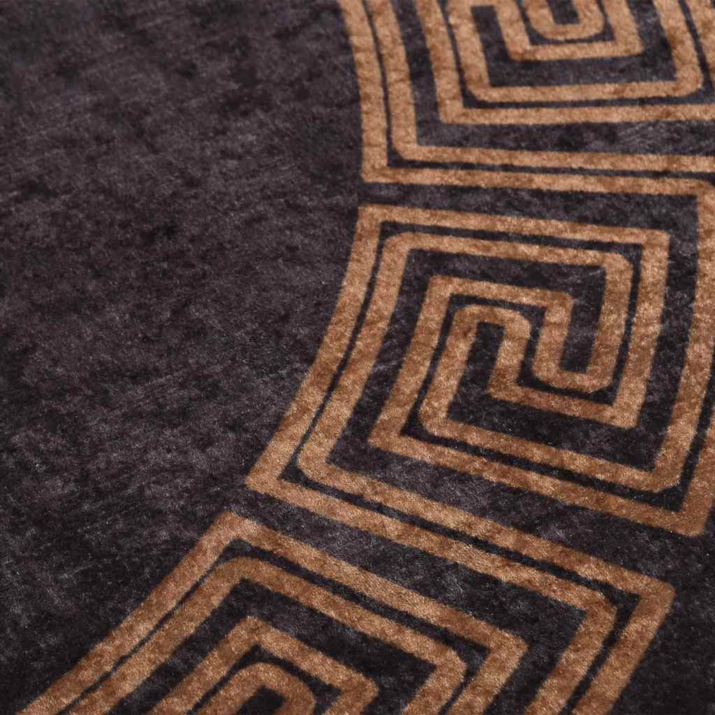 Vloerkleed wasbaar ø120 cm zwart en goudkleurig