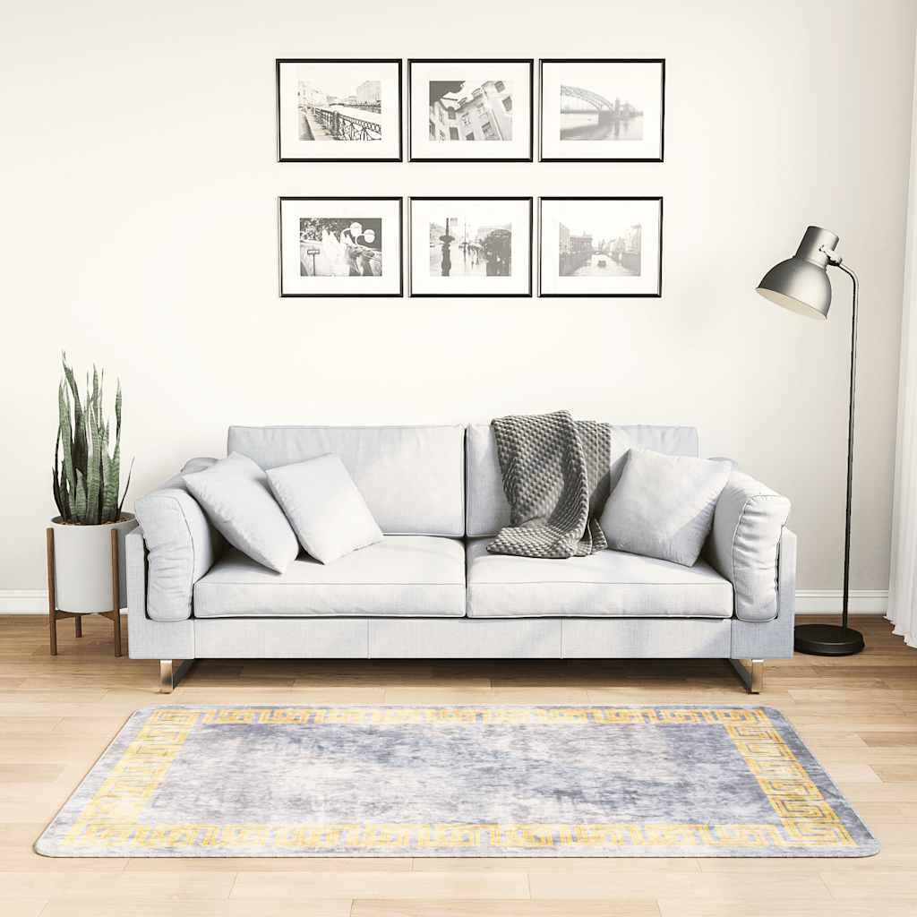 Vloerkleed wasbaar 80x150 cm grijs