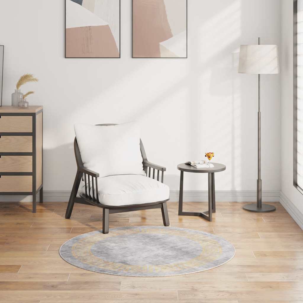 Vloerkleed wasbaar ø120 cm grijs