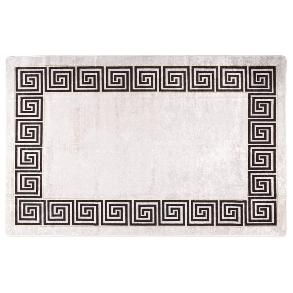 Vloerkleed Wasbaar Anti-Slip 80X150 Cm Lichtbeige 80 x 150 cm Beige en zwart