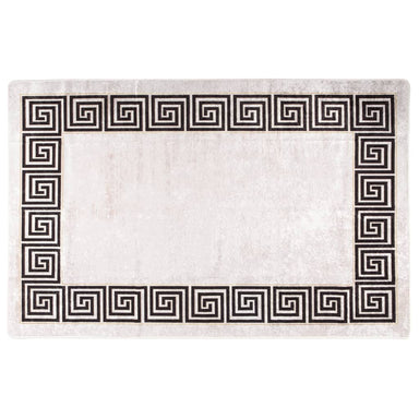 Vloerkleed Wasbaar Anti-Slip 80X150 Cm Lichtbeige 80 x 150 cm Beige en zwart